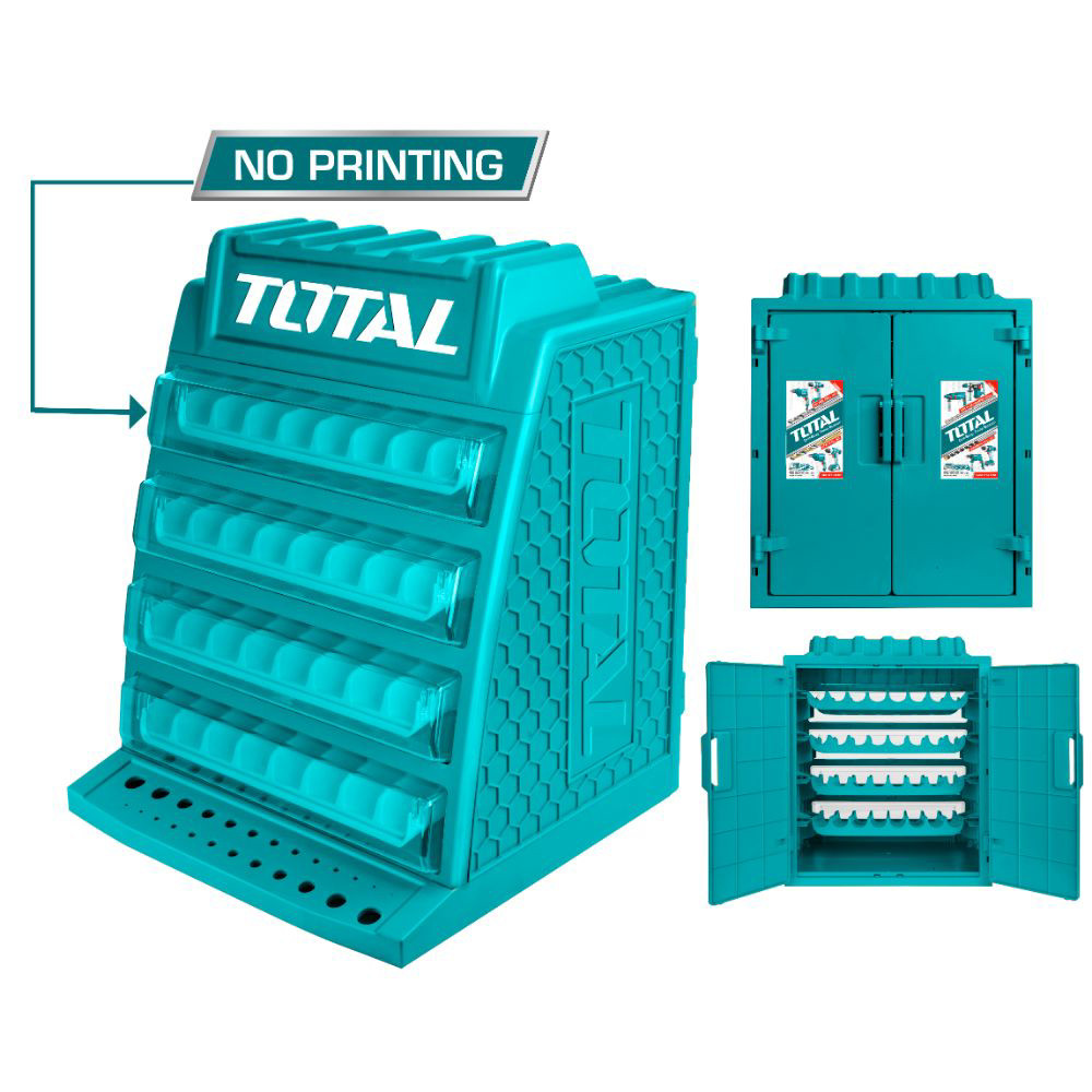 Кутия органайзер за свредла TOTAL, 4 чекмеджета, 34 х 32 х 43 см Кутия органайзер за свредла TOTAL, 4 чекмеджета, 34 х 32 х 43 см
