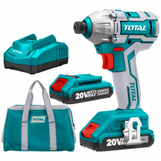 Акумулаторен ударен безчетков винтоверт TOTAL Industrial BL, 1/4", 20 V, 2 х 2 Ah