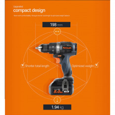 Акумулаторен безчетков ударeн винтоверт AIMSAK BL18T70, 18 V, 2 x 5 Ah