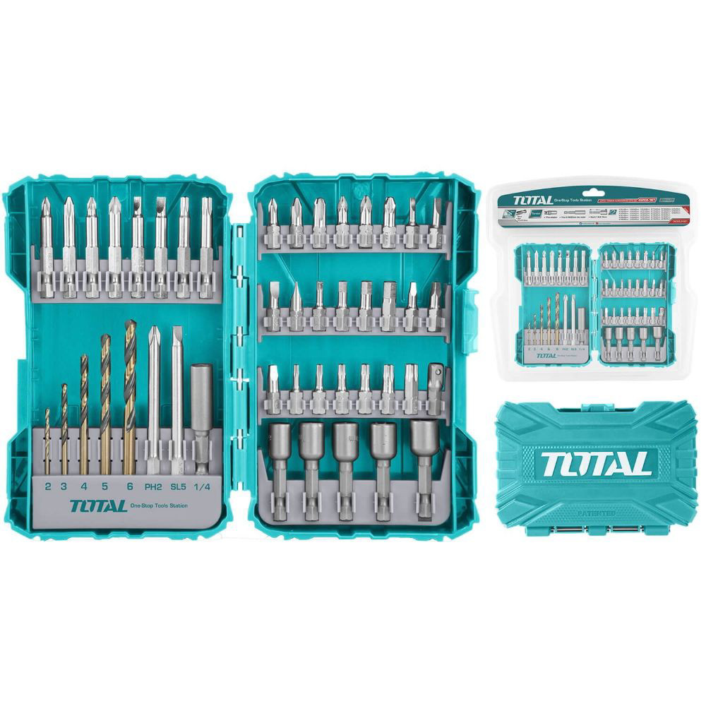 Комплект битове и свредла TOTAL Industrial, Torsion, 45 части Комплект битове и свредла TOTAL Industrial, Torsion, 45 части