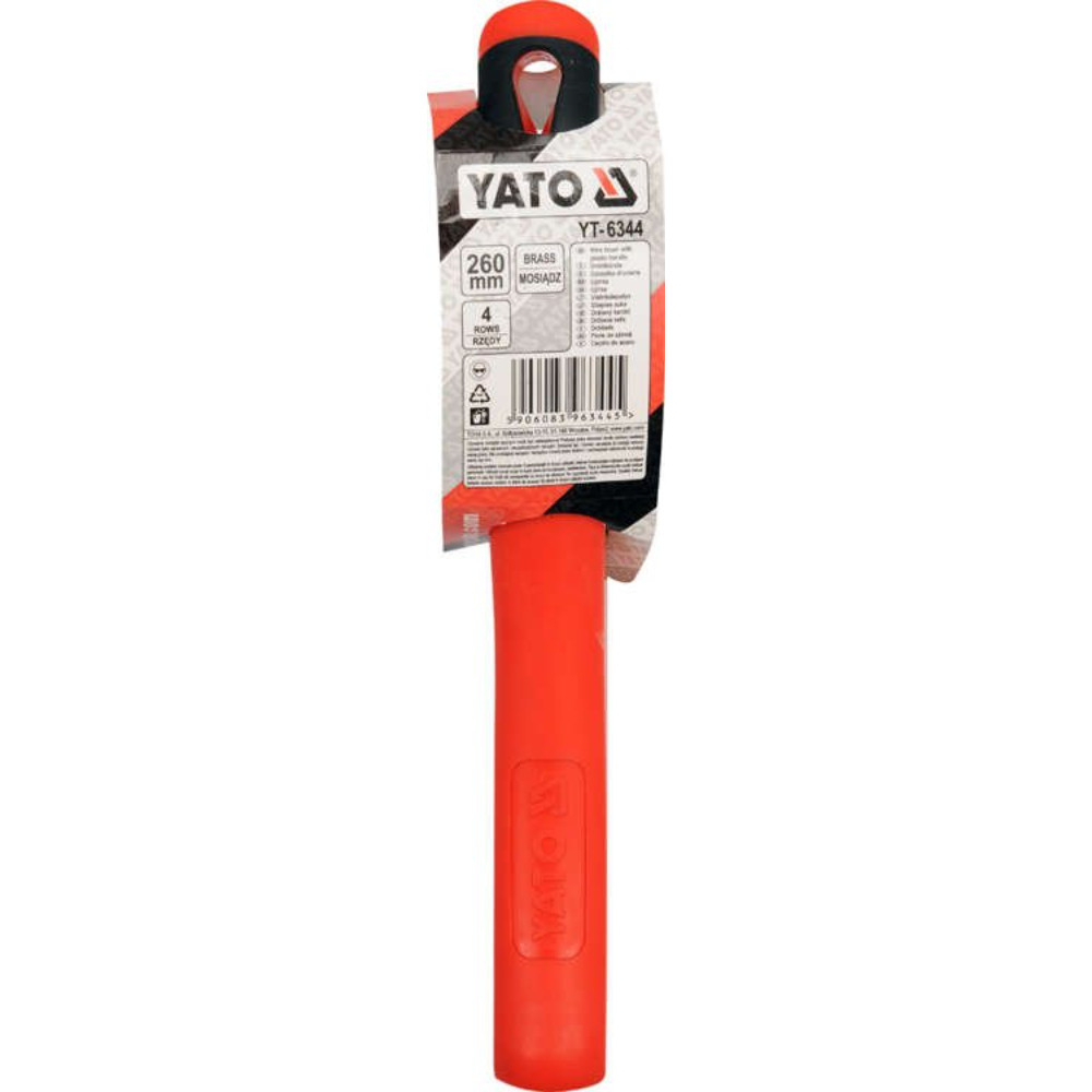 Телена четка YATO, пластмасова дръжка, месинг, 4 реда Телена четка YATO, пластмасова дръжка, месинг, 4 реда
