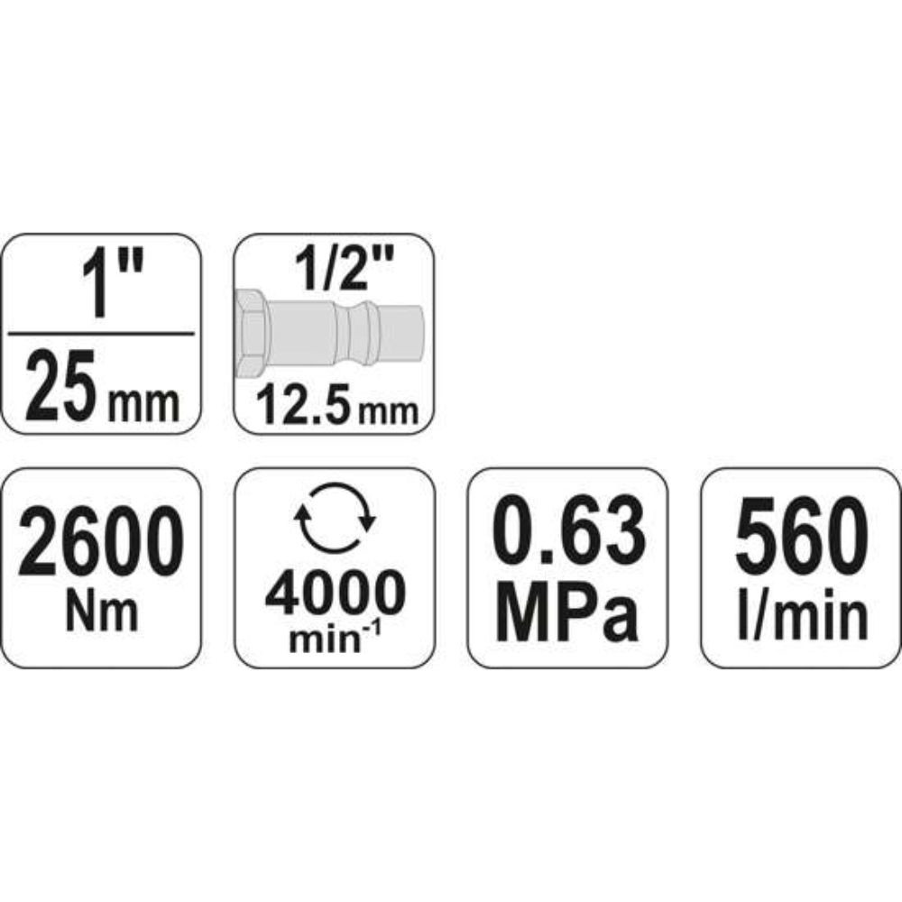 Пневматичен ударен гайковерт YATO 0960, 1", 2600 Nm Пневматичен ударен гайковерт YATO 0960, 1", 2600 Nm