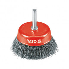 Чашковидна телена четка с опашка YATO, INOX, Ф 75 мм