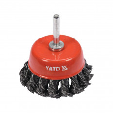 Чашковидна телена четка с опашка YATO, INOX, Ф 65 мм