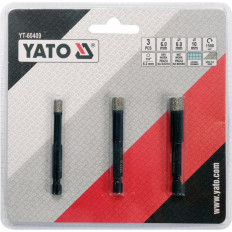 Комплект диамантени свредла за фаянс YATO, 1/4", HEX, 3 броя