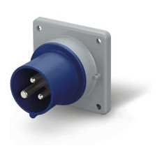 Промишлен щепсел 2P+Е 32A 200-250V IP54, 6h серия Optima панелен монтаж 75x75мм Scame