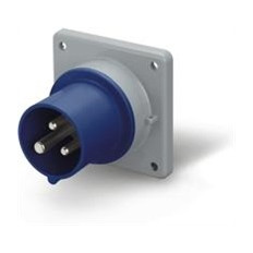 Промишлен щепсел 2P+Е 32A 200-250V IP54, 6h серия Optima панелен монтаж 75x75мм Scame