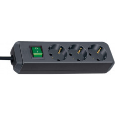 РАЗКЛОНИТЕЛ 3-КА + КЛЮЧ, 3M КАБЕЛ, ЧЕРЕН, ECO-LINE, BRENNENSTUHL