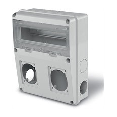 Табло за индустриални контакти и DIN модули IP55, UV, серия Enerbox /11 DIN, 2х16-32A и 4хшуко/ Scame