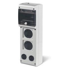 Табло за индустриални контакти и DIN модули IP66, UV, PG вход, серия BLOCK (6 DIN и 1х16A и 1х32A и 2хШуко) Scame
