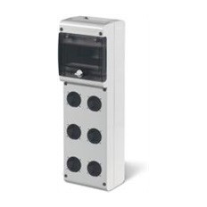 Табло за индустриални контакти и DIN модули IP66, UV, PG вход, серия BLOCK (6 DIN и 6хШуко) Scame