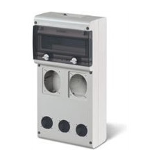 Табло за индустриални контакти и DIN модули IP66, UV, PG вход, серия BLOCK (11 DIN и 2х16A или 32A и 3хШуко) Scame