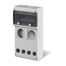 Табло за индустриални контакти и DIN модули IP66, UV, PG вход, серия BLOCK (11 DIN и 2х16A или 32A и 4хШуко) Scame