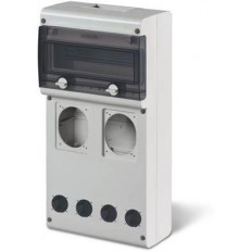 Табло за индустриални контакти и DIN модули IP66, UV, PG вход, серия BLOCK (11 DIN и 2х16A или 32A и 4хШуко) Scame