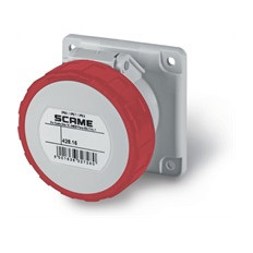 Промишлен контакт 3P+Е 16A IP67/69 ПРАВ серия Optima панелен монтаж 75х75мм Scame