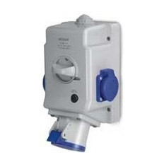 Промишлен комбиниран контакт 2P+Е 32A+2х шуко и ключ 0|I IP54 серия Optima Combi Scame