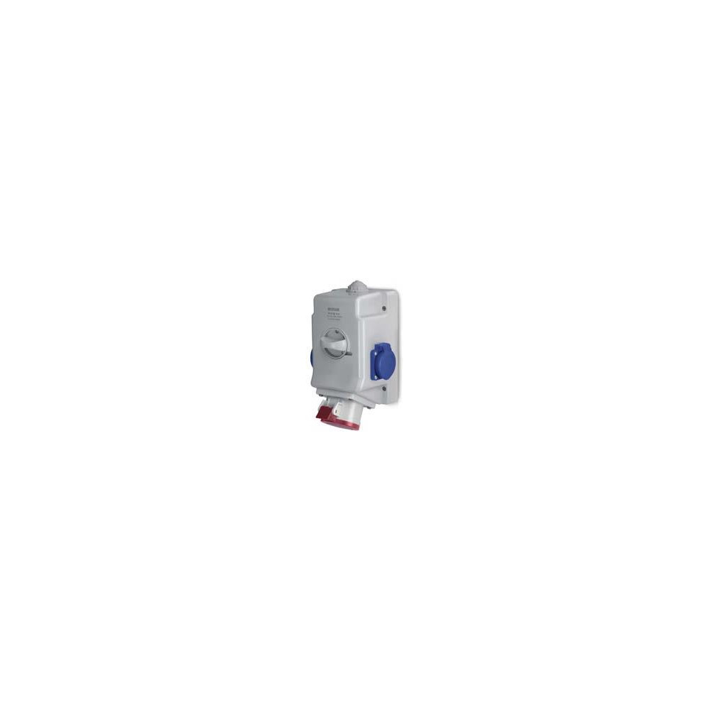 Промишлен комбиниран контакт 3P+N+Е 16A+2х шуко и ключ 0/I IP54 серия Optima Combi Scame