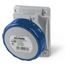 Промишлен контакт 2P+Е 16A 200-250V IP66, 6h серия Optima панелен монтаж 70x87мм Scame