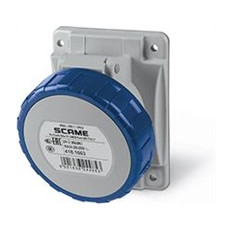 Промишлен контакт 2P+Е 16A 200-250V IP66, 6h серия Optima панелен монтаж 70x87мм Scame