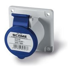 Промишлен контакт 2P+Е 16A 230V IP54 ПРАВ серия Optima панелен монтаж 75х75мм Scame