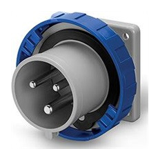 Промишлен щепсел 2P+Е 63A 200-250V IP44/54, 6h серия Optima панелен монтаж 100x110мм Scame