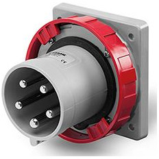 Промишлен щепсел 3P+N+Е 63A 346-415V IP66/67, 6h серия Optima панелен монтаж 100x110мм Scame