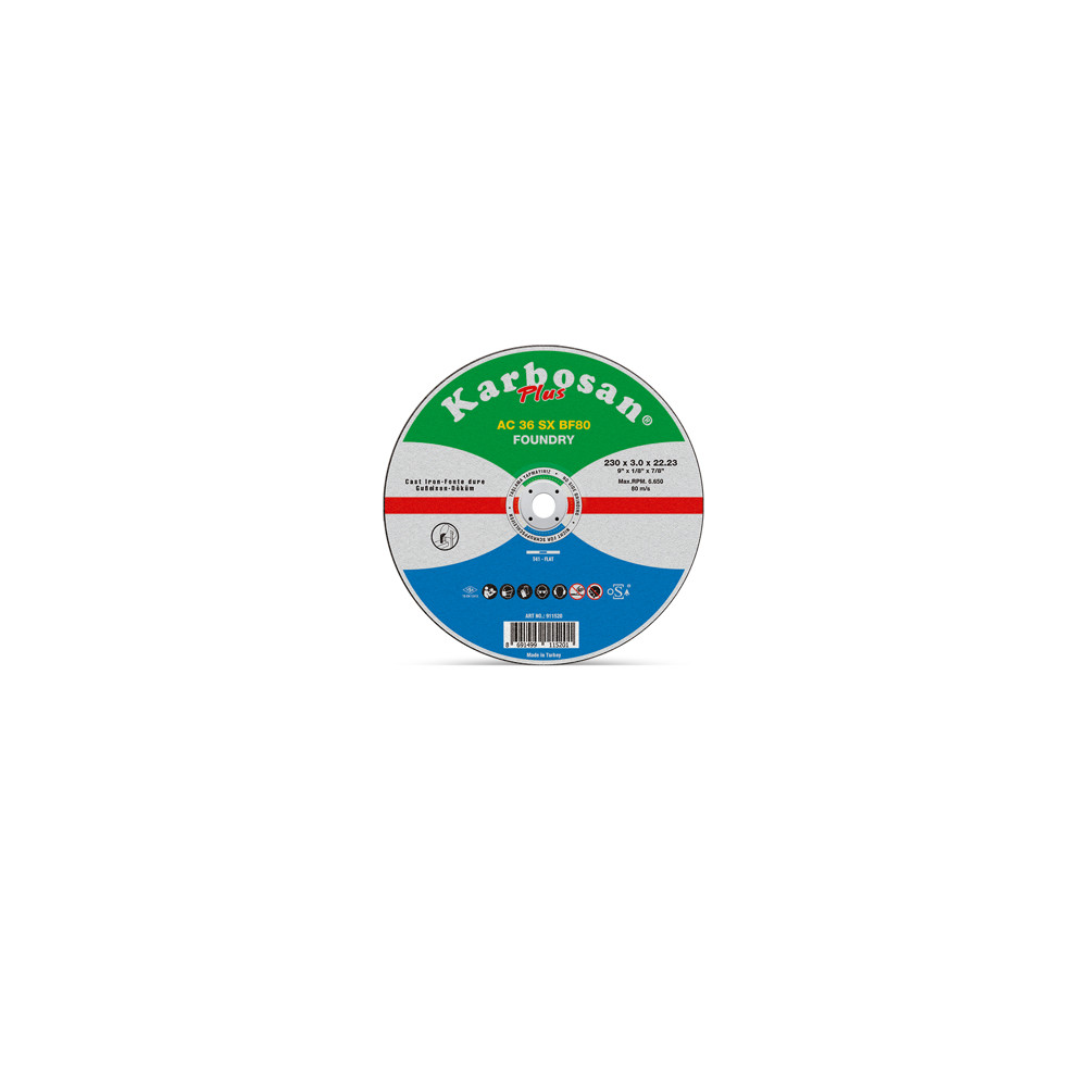 Диск за рязане на чугун KARBOSAN AC36SX, Ø 230 x 3 x 22.23 mm Диск за рязане на чугун KARBOSAN AC36SX, Ø 230 x 3 x 22.23 mm