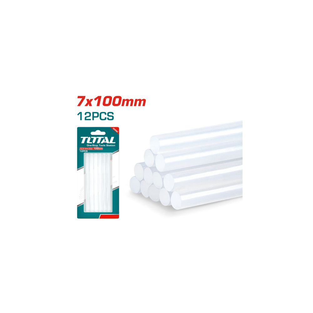 Силиконови пръчки за топло лепене TOTAL, прозрачни, Ø 7mm x 10cm, 12 броя Силиконови пръчки за топло лепене TOTAL, прозрачни, Ø 7mm x 10cm, 12 броя