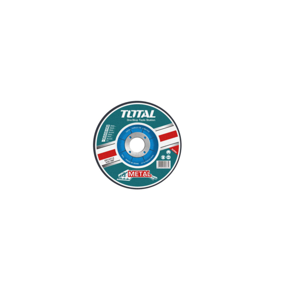 Диск за шлайфане на метал TOTAL INDUSTRIAL, изпъкнал, Ф 125 x 6 x 22.2 мм Диск за шлайфане на метал TOTAL INDUSTRIAL, изпъкнал, Ф 125 x 6 x 22.2 мм
