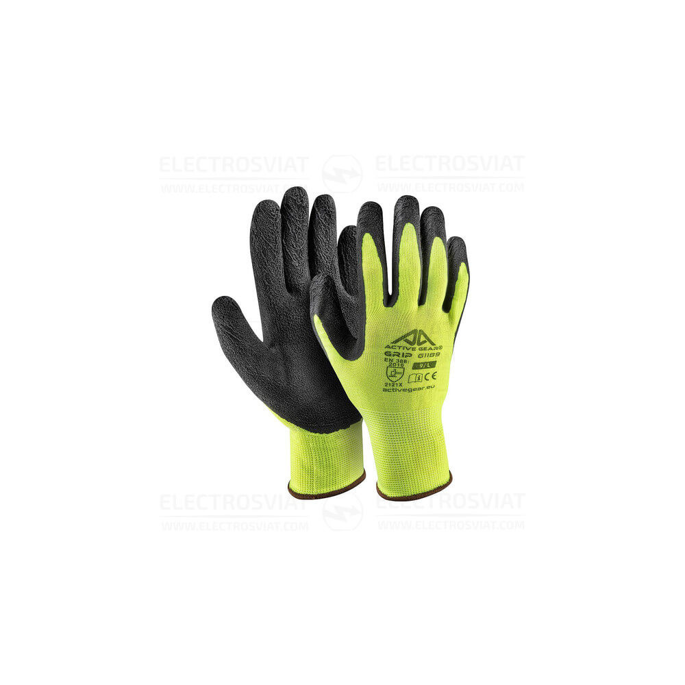 РАБОТНИ РЪКАВИЦИ ACTIVE GRIP, 13G - ПОЛИЕСТЕР - ЧЕРНА ЛАТЕКСНА ПЯНА - 10/XL