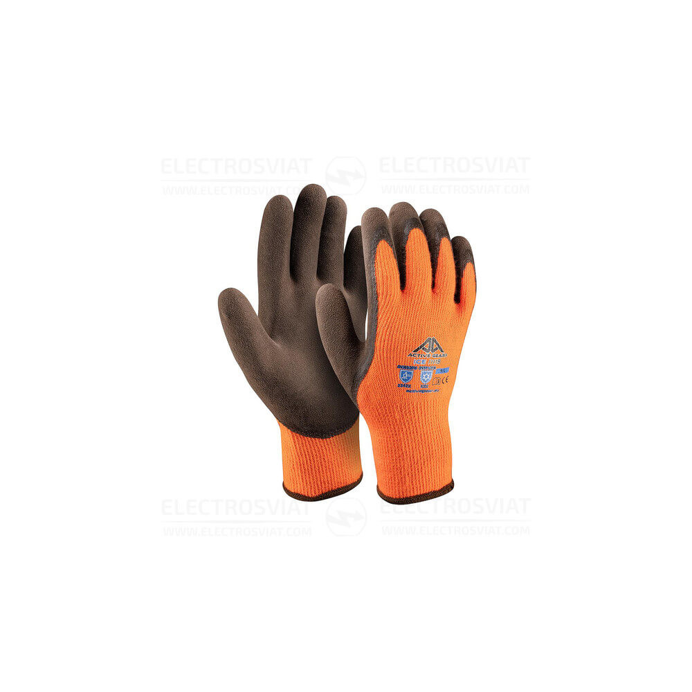 РАБОТНИ РЪКАВИЦИ ACTIVE ICE, 10G - АКРИЛНО БУКЛЕ - ПЯСЪЧЕН КАФЯВ ЛАТЕКС-9/L