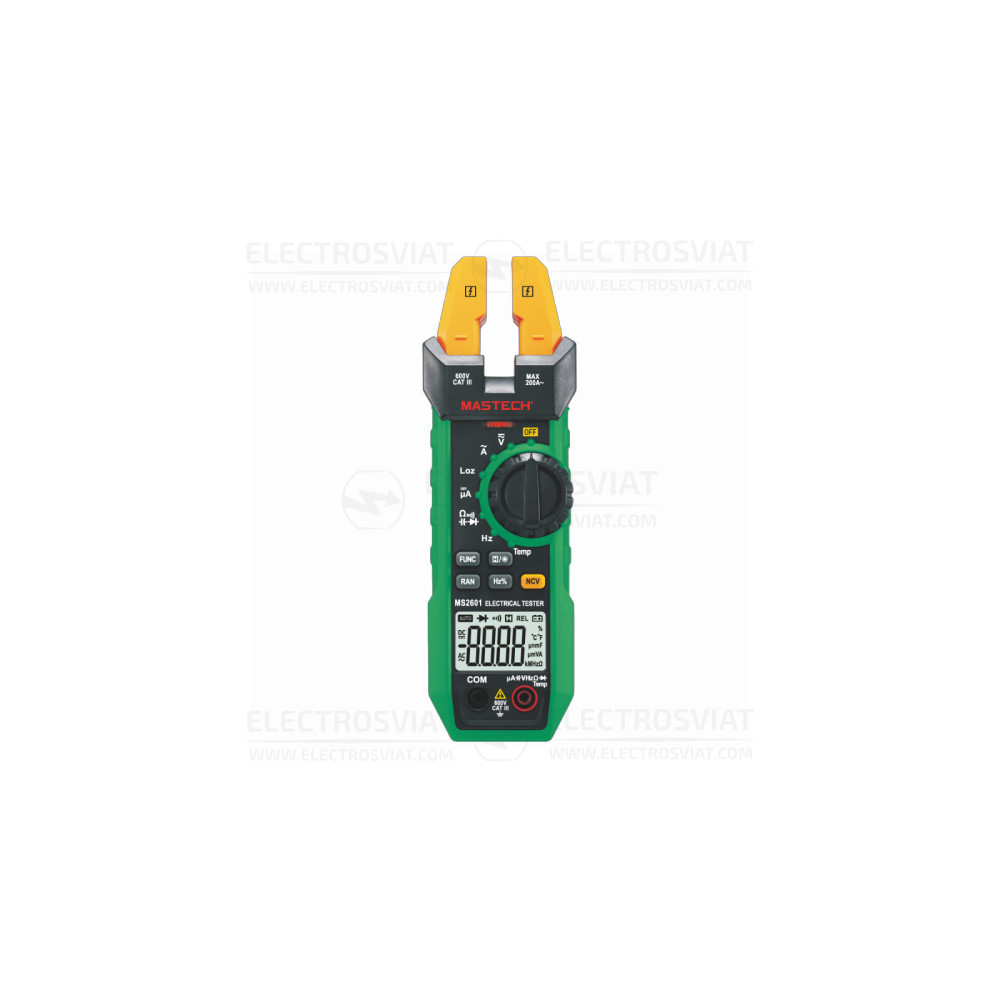 АМПЕРКЛЕЩИ, LCD(6000), VDC, VAC, АDC, AAC, LO-Z, OHM, F, HZ, C, MS2601