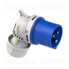 ИНДУСТРИАЛЕН ЩЕПСЕЛ С ВИНТОВИ КЛЕМИ, ЪГЛОВ, 2P+PE 16A, 230V, IP44, СЕРИЯ TWIST