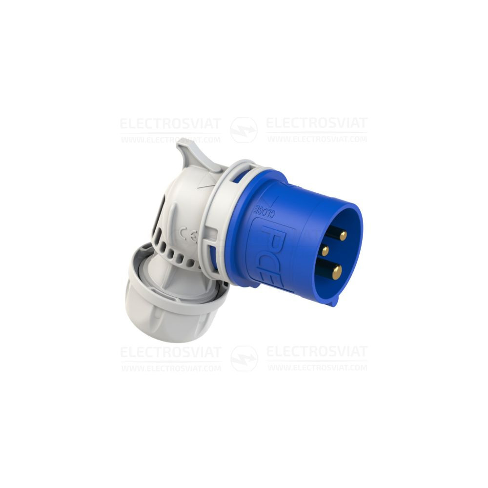 ИНДУСТРИАЛЕН ЩЕПСЕЛ С ВИНТОВИ КЛЕМИ, ЪГЛОВ, 2P+PE 16A, 230V, IP44, СЕРИЯ TWIST