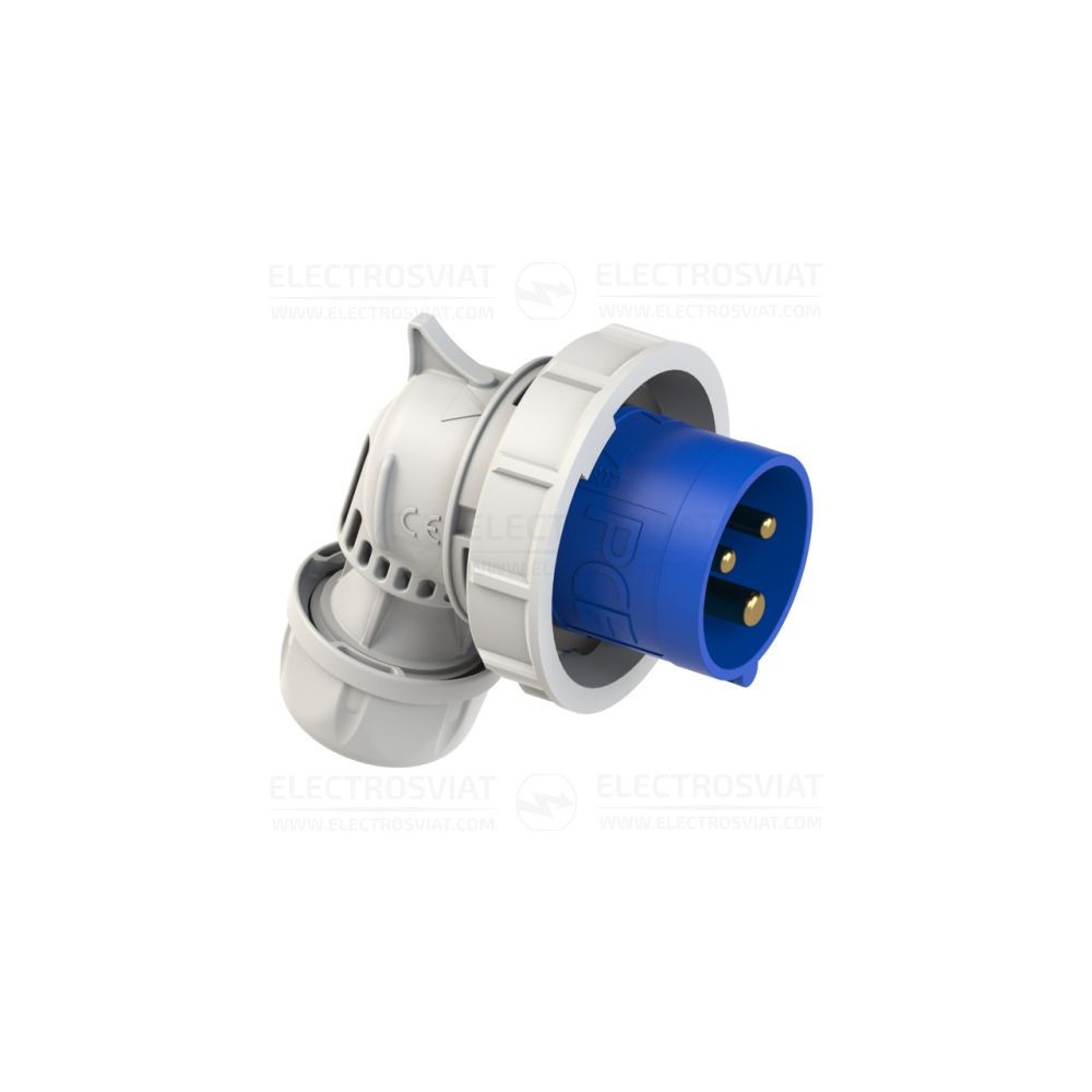 ИНДУСТРИАЛЕН ЩЕПСЕЛ С ВИНТОВИ КЛЕМИ, ЪГЛОВ, 2P+PE 16A, 230V, IP66/67, СЕРИЯ TWIST