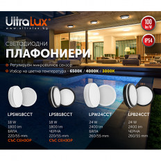 LED ВЛАГОЗАЩИТЕНА ПЛАФОНИЕРА С МИКРОВЪЛНОВ СЕНЗОР ЗА ДВИЖЕНИЕ, ЧЕРНА, 18W, 3000K/4000K/6500K, 220V-240V AC, IP54