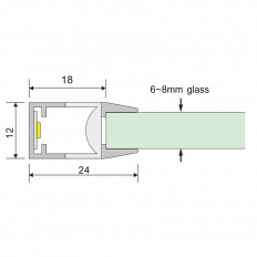 СВЕТОДИОДЕН ПРОФИЛ ЗА СТЪКЛЕНА ПОЛИЦА, 4.5W, 4000K, 12V DC, НЕУТРАЛНА СВЕТЛИНА, SMD 2835, ДИМИРАЩ
