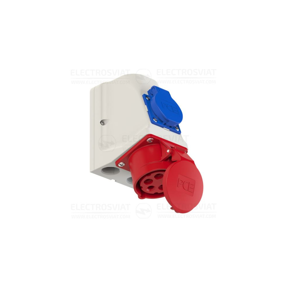 ИНДУСТРИАЛЕН КОНТАКТ ЗА ОТКРИТ МОНТАЖ 3P+N+PE 32A С КОНТАКТ ШУКО, IP44, СЕРИЯ COMBO