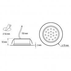 МИНИ LED ЛУНА ЗА ВГРАЖДАНЕ IP44 4W, 4200K, 220V, 60, НЕУТРАЛНА СВЕТЛИНА, САТИНИРАН МЕСИНГ