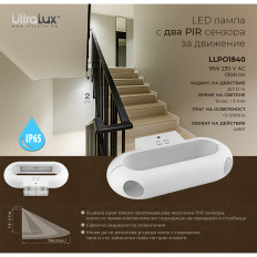 LED ЛАМПА С PIR СЕНЗОР ЗА ДВИЖЕНИЕ, ЗА СТЕНА, БЯЛА, 18W, 4000K, 220-240V AC, IP65