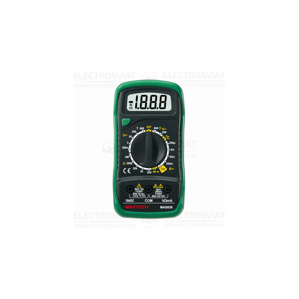ДИГИТАЛЕН МУЛТИЦЕТ, LCD (2000) VDC, VAC, ADC, OHM, C, MAS838