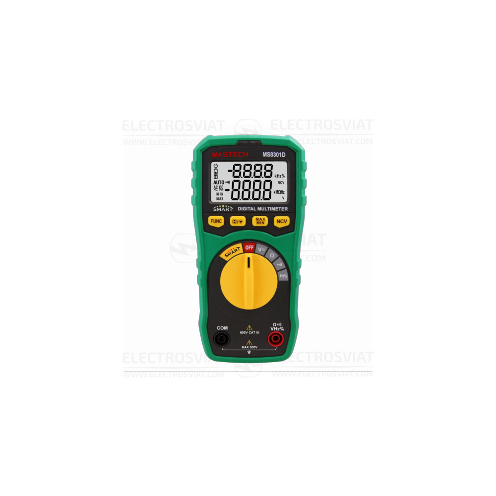 ИНТЕЛИГЕНТЕН ЦИФРОВ МУЛТИЦЕТ, LCD(6000), VDC, VAC, OHM, HZ, MS8301D