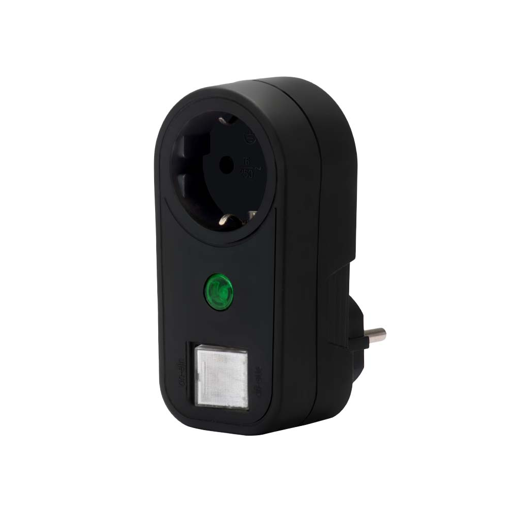 АДАПТЕР СЪС ЗАЩИТА И КЛЮЧ, 3680W, 16A, ЧЕРЕН