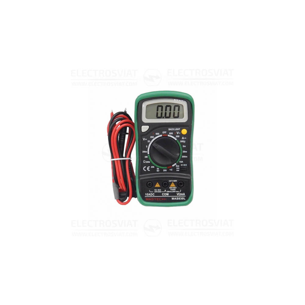 ДИГИТАЛЕН МУЛТИЦЕТ, LCD (2000) VDC, VAC, ADC, OHM, MAS830L