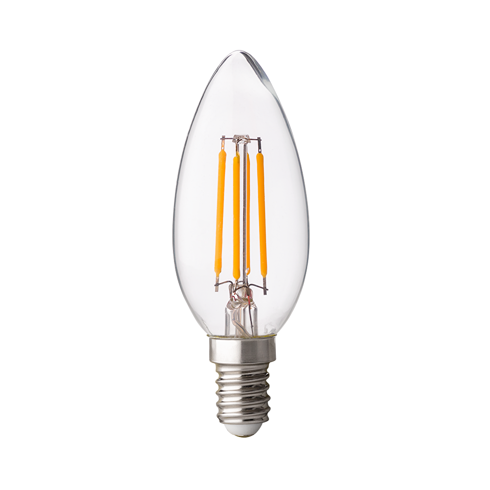 LED FILAMENT ЛАМПА КОНУС, ДИМИРАЩА, 4W, E14, 2700K, 220-240V AC, ТОПЛА СВЕТЛИНА