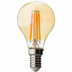 LED FILAMENT ТОПКА, ДИМИРАЩА, 4W, E14, 2500K, 220V AC, АМБЪР