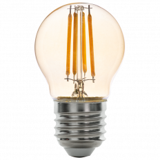 LED FILAMENT ТОПКА, ДИМИРАЩА, 4W, E27, 2500K, 220V AC, АМБЪР