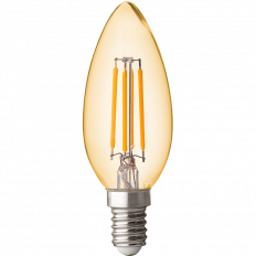 LED ДИМИРАЩ FILAMENT КОНУС 4W, E14, 2500K, 220V AC, АМБЪР
