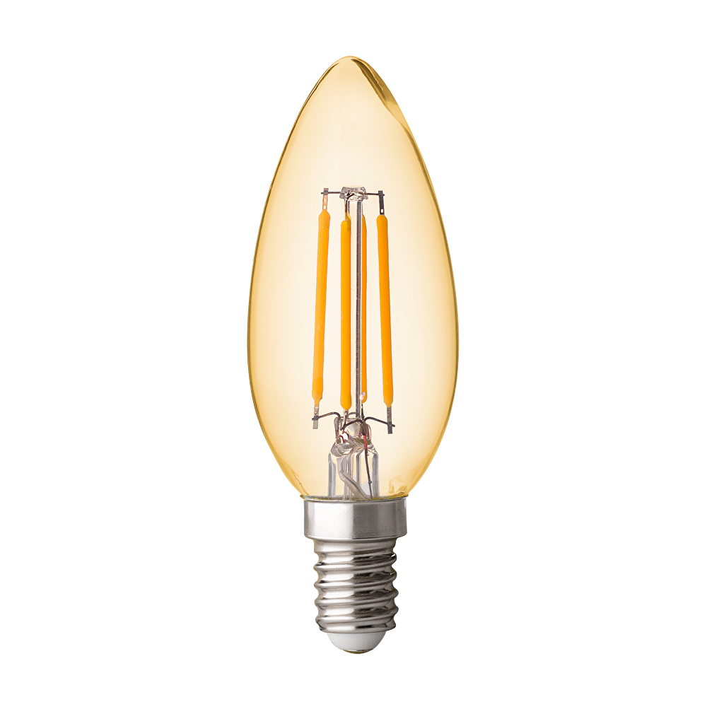 LED ДИМИРАЩ FILAMENT КОНУС 4W, E14, 2500K, 220V AC, АМБЪР