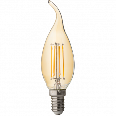 LED ДИМИРАЩ FILAMENT ПЛАМЪК 4W, E14, 2500K, 220V AC, АМБЪР